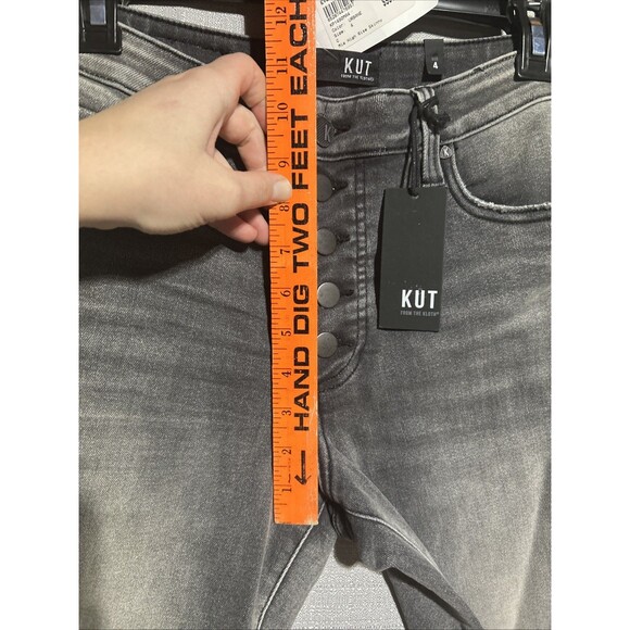 KUT FROM THE KLOTH HIGH RISE MIA SKINNY JEANS BLACK SZ 4 Grey distressed Grunge - Picture 3 of 11
